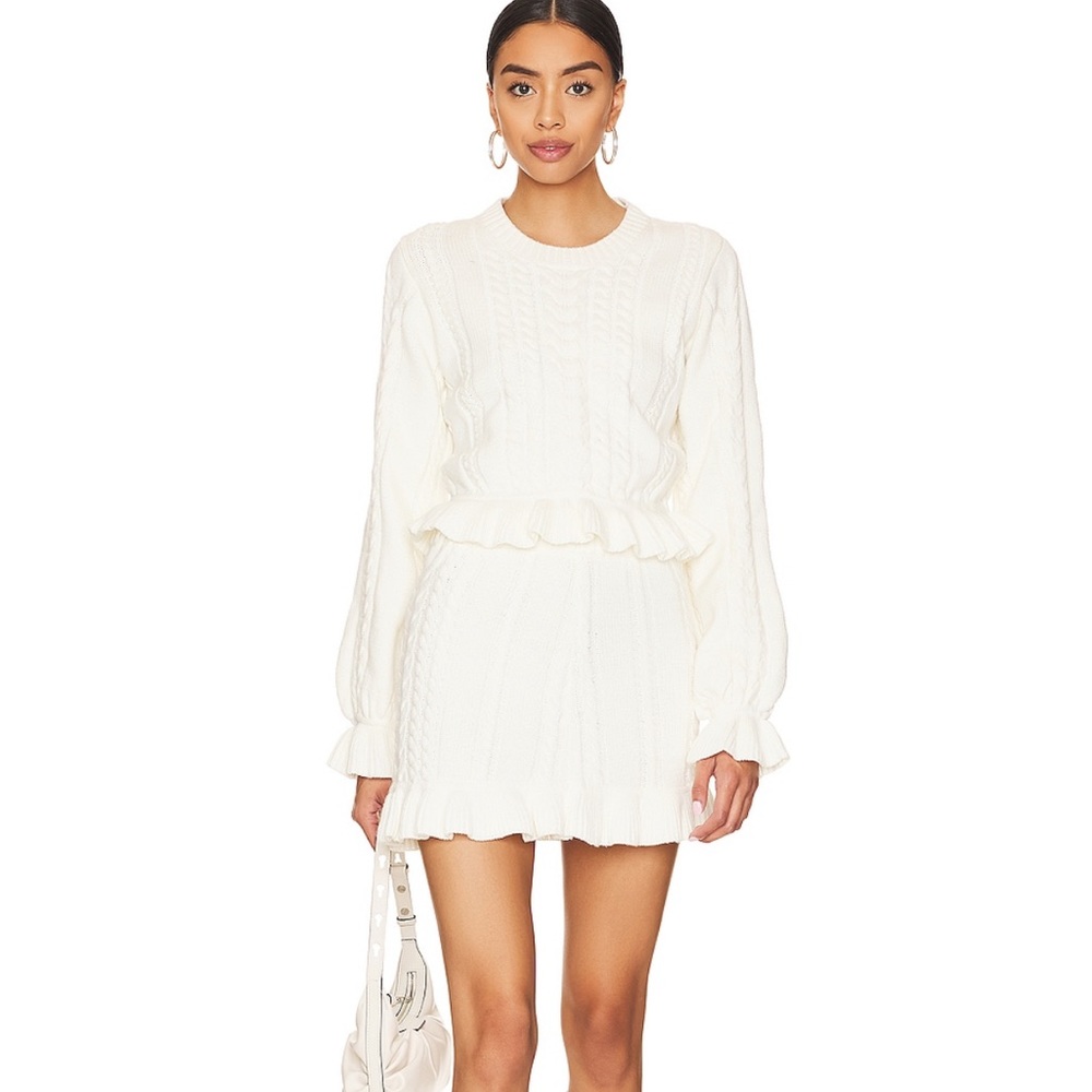Show Me Your MuMu Ridley Ruffle Sweater, Cream, Size Small